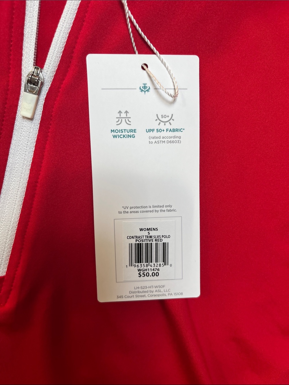 Lady Hagen Red Sleeveless Polo Tank with White Collar - Picture 3 of 4